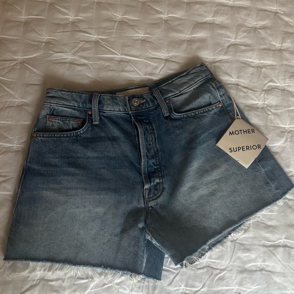 MOTHER Skipper Blue Denim Shorts